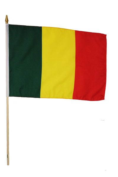 MALI Large 12" X 18" INCH Country STICK FLAG On 2 Foot WOODEN STICK