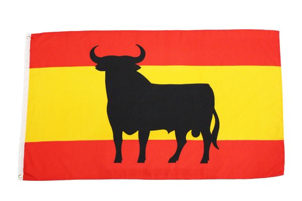 SPAIN Plain 3' X 5' FEET COUNTRY FLAG BANNER With BULL
