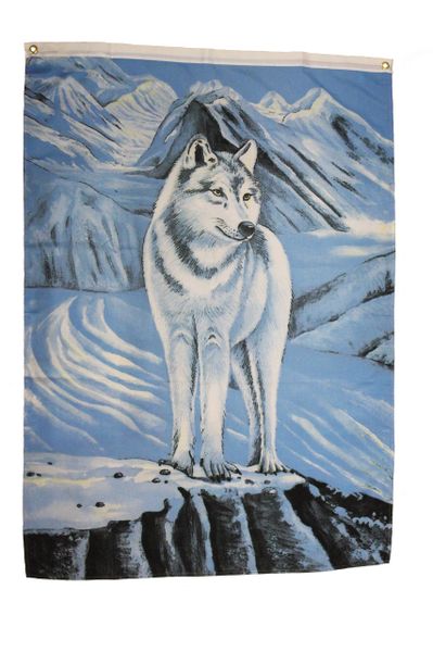 WOLF With Blue MOUNTAINS 4' X 3' Feet (approx.) Picture BANNER FLAG