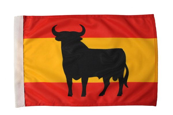Spain FLAG BULL 12" X 18" INCHES COUNTRY HEAVY DUTY WITH SLEEVE WITHOUT STICK CAR FLAG .. NEW AND IN A PACKAGE