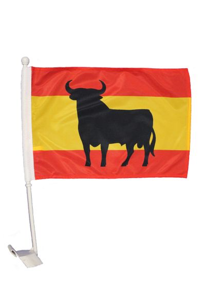 SPAIN BULL 12" X 18" INCHES COUNTRY HEAVY DUTY WITH STICK CAR FLAG .. NEW AND IN A PACKAGE