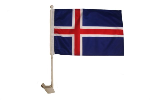 ICELAND 12" X 18" INCHES COUNTRY HEAVY DUTY WITH STICK CAR FLAG .. NEW AND IN A PACKAGE