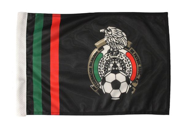 MEXICO BLACK 12" X 18" INCHES LOGO FIFA SOCCER WORLD CUP HEAVY DUTY WITH SLEEVE WITHOUT STICK CAR FLAG .. NEW AND IN A PACKAGE
