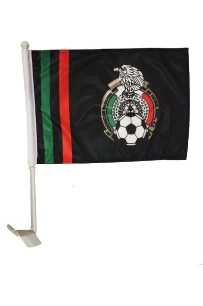 MEXICO BLACK 12" X 18" INCHES - FLAG HEAVY DUTY WITH STICK CAR FLAG .. NEW AND IN A PACKAGE