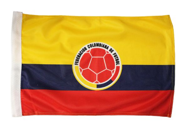 Colombia Country Flag & Federacion Colombiana De Futbol Logo Heavy Duty Car Flag 12"X 18" without stick