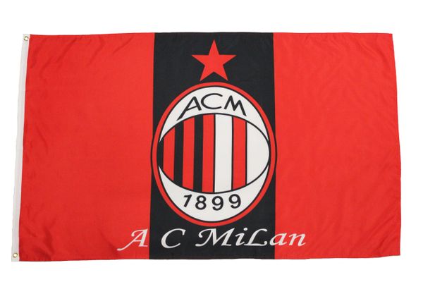AC MILAN - BLACK AND RED WITH CLUB LOGO 3 X 5 FEET FLAG... NEW