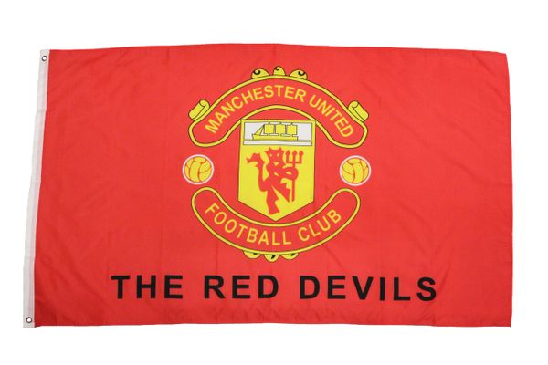 MANCHESTER UNITED - RED WITH CLUB LOGO 3 X 5 FEET FLAG... NEW