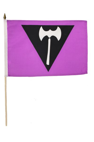 LESBIAN AXE Pride 12" x 18" Inch Flag With 2 Feet Wooden Stick Great Quality New …