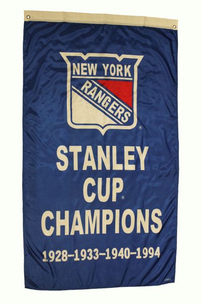 NEW YORK RANGERS STANLEY CUP CHAMPIONS 1928 - 1933 - 1940 - 1994 NHL Hockey Logo 5 x 3 Feet Banner Flag