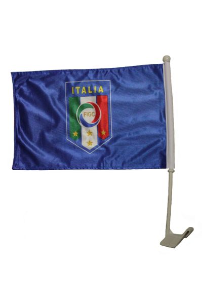 ITALIA ITALY 4 Stars FIGC Logo & Country Flag 2 Sided 12" X 18" Inch CAR FLAG BANNER
