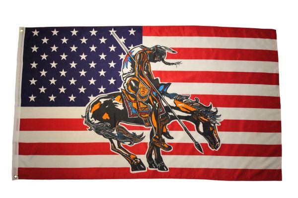USA END Of TRAIL NATIVE Large 3' x 5' Feet FLAG BANNER