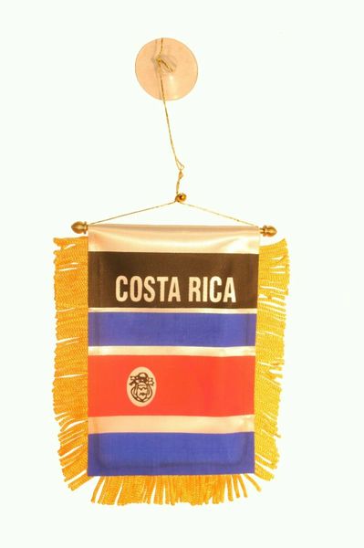COSTA RICA Country Flag 4" x 6" Inch Mini BANNER W / Brass Staff & Suction