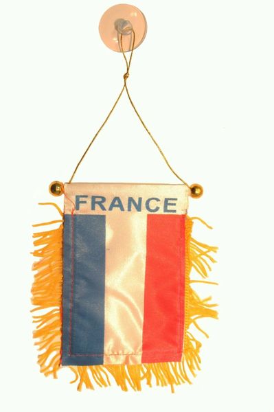 FRANCE Country Flag 4" x 6" Inch Mini BANNER W / Brass Staff & Suction