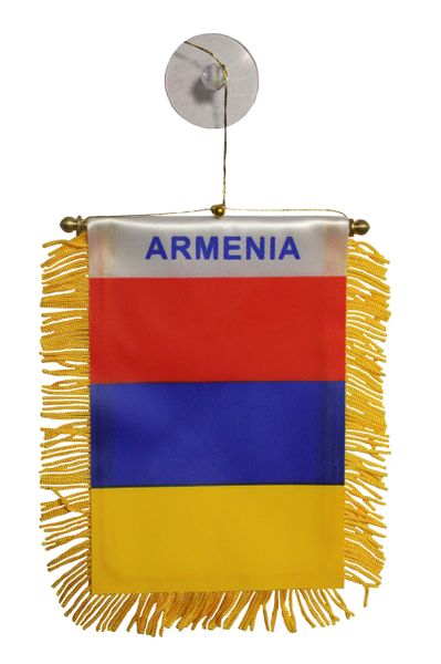ARMENIA Country Flag 4" x 6" Inch Mini BANNER W / Brass Staff & Suction