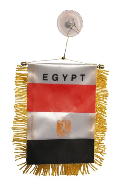 EGYPT Country Flag 4" x 6" Inch Mini BANNER W / Brass Staff & Suction