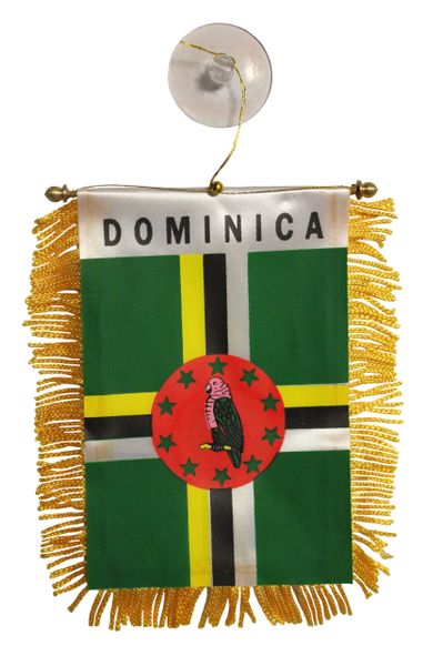 DOMINICA Country Flag 4" x 6" Inch Mini BANNER W / Brass Staff & Suction