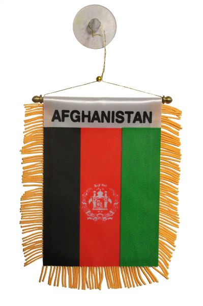 AFGHANISTAN Country Flag 4" x 6" Inch Mini BANNER W / Brass Staff & Suction