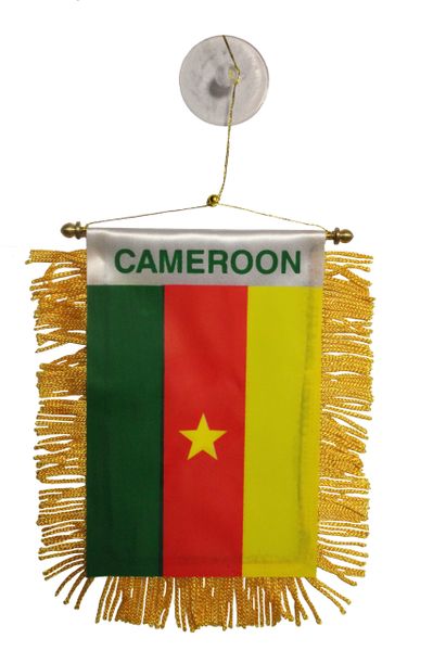 CAMEROON Country Flag 4" x 6" Inch Mini BANNER W / Brass Staff & Suction