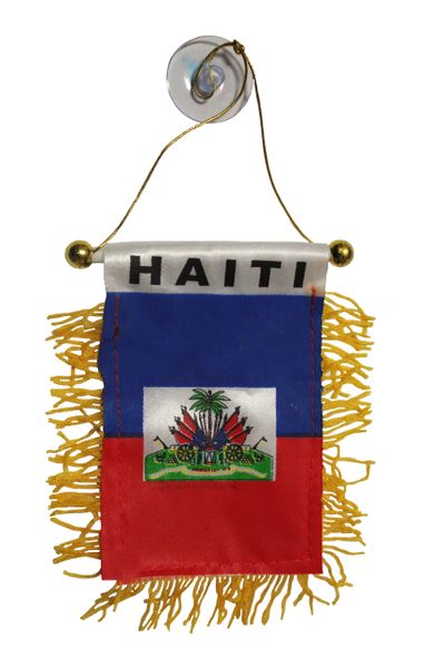 HAITI Country Flag 4" x 6" Inch Mini BANNER W / Brass Staff & Suction