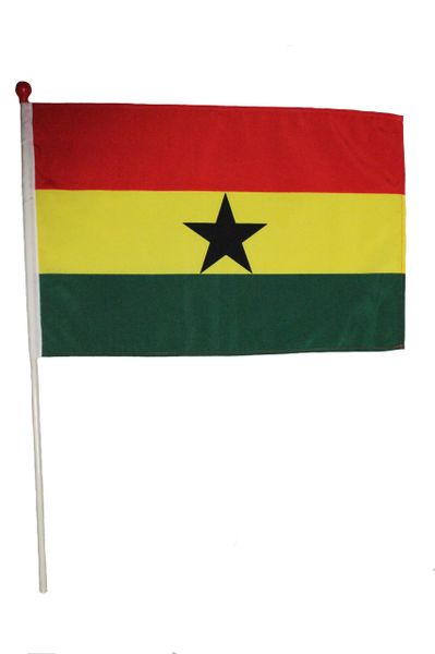 GHANA 12" X 18" Inch Country STICK FLAG BANNER On 2 Foot Plastic STICK