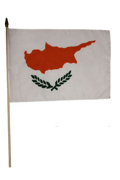 CYPRUS 12" X 18" Inch Country STICK FLAG BANNER On 2 Foot Wooden STICK