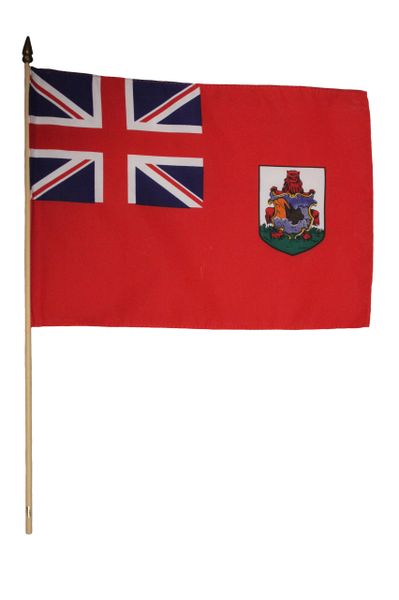 BERMUDA 12" X 18" Inch Country STICK FLAG BANNER On 2 Foot Wooden STICK