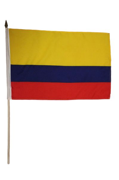 COLOMBIA 12" X 18" Inch Country STICK FLAG BANNER On 2 Foot Wooden STICK