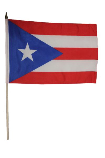 PUERTO RICO 12" X 18" Inch Country STICK FLAG BANNER On 2 Foot Wooden STICK
