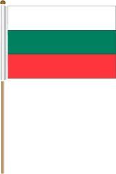 BULGARIA LARGE 12" X 18" INCHES COUNTRY STICK FLAG ON 2 FOOT WOODEN STICK .. NEW AND IN A PACKAGE