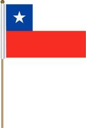 CHILE LARGE 12" X 18" INCHES COUNTRY STICK FLAG ON 2 FOOT WOODEN STICK .. NEW AND IN A PACKAGE