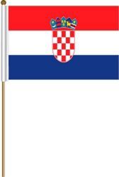 CROATIA LARGE 12" X 18" INCHES COUNTRY STICK FLAG ON 2 FOOT WOODEN STICK .. NEW AND IN A PACKAGE