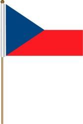 CZECH REPUBLIC LARGE 12" X 18" INCHES COUNTRY STICK FLAG ON 2 FOOT WOODEN STICK .. NEW AND IN A PACKAGE
