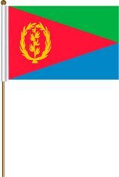 ERITREA LARGE 12" X 18" INCHES COUNTRY STICK FLAG ON 2 FOOT WOODEN STICK .. NEW AND IN A PACKAGE