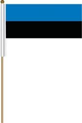 ESTONIA LARGE 12" X 18" INCHES COUNTRY STICK FLAG ON 2 FOOT WOODEN STICK .. NEW AND IN A PACKAGE