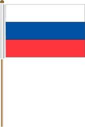RUSSIA LARGE 12" X 18" INCHES COUNTRY STICK FLAG ON 2 FOOT WOODEN STICK .. NEW AND IN A PACKAGE