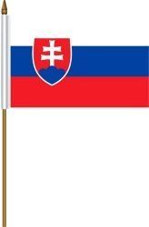 SLOVAKIA LARGE 12" X 18" INCHES COUNTRY STICK FLAG ON 2 FOOT WOODEN STICK .. NEW AND IN A PACKAGE