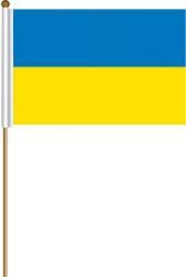 UKRAINE LARGE 12" X 18" INCHES COUNTRY STICK FLAG ON 2 FOOT WOODEN STICK .. NEW AND IN A PACKAGE