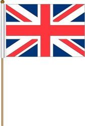 UNITED KINGDOM LARGE 12" X 18" INCHES COUNTRY STICK FLAG ON 2 FOOT WOODEN STICK .. NEW AND IN A PACKAGE
