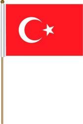 TURKEY LARGE 12" X 18" INCHES COUNTRY STICK FLAG ON 2 FOOT WOODEN STICK .. NEW AND IN A PACKAGE