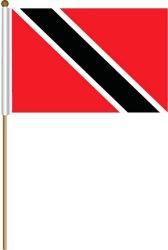 TRINIDAD & TOBAGO LARGE 12" X 18" INCHES COUNTRY STICK FLAG ON 2 FOOT WOODEN STICK .. NEW AND IN A PACKAGE