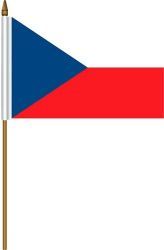 CZECH REPUBLIC 4" X 6" INCHES MINI COUNTRY STICK FLAG BANNER ON A 10 INCHES PLASTIC POLE .. NEW AND IN A PACKAGE