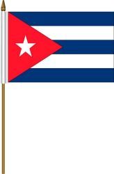 CUBA 4" X 6" INCHES MINI COUNTRY STICK FLAG BANNER ON A 10 INCHES PLASTIC POLE .. NEW AND IN A PACKAGE