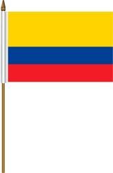 COLOMBIA 4" X 6" INCHES MINI COUNTRY STICK FLAG BANNER ON A 10 INCHES PLASTIC POLE .. NEW AND IN A PACKAGE