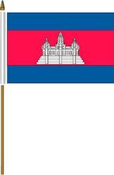 CAMBODIA 4" X 6" INCHES MINI COUNTRY STICK FLAG BANNER ON A 10 INCHES PLASTIC POLE .. NEW AND IN A PACKAGE