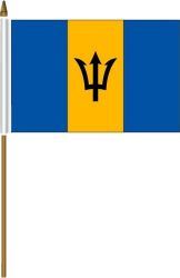 BARBADOS 4" X 6" INCHES MINI COUNTRY STICK FLAG BANNER ON A 10 INCHES PLASTIC POLE .. NEW AND IN A PACKAGE