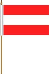 AUSTRIA 4" X 6" INCHES MINI COUNTRY STICK FLAG BANNER ON A 10 INCHES PLASTIC POLE .. NEW AND IN A PACKAGE