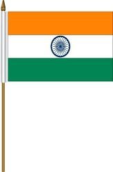 INDIA 4" X 6" INCHES MINI COUNTRY STICK FLAG BANNER ON A 10 INCHES PLASTIC POLE .. NEW AND IN A PACKAGE.