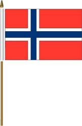 NORWAY 4" X 6" INCHES MINI COUNTRY STICK FLAG BANNER ON A 10 INCHES PLASTIC POLE .. NEW AND IN A PACKAGE.