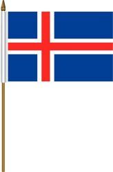 ICELAND 4" X 6" INCHES MINI COUNTRY STICK FLAG BANNER ON A 10 INCHES PLASTIC POLE .. NEW AND IN A PACKAGE.