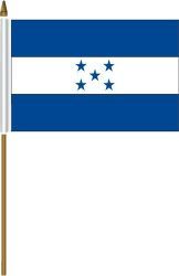 HONDURAS 4" X 6" INCHES MINI COUNTRY STICK FLAG BANNER ON A 10 INCHES PLASTIC POLE .. NEW AND IN A PACKAGE.